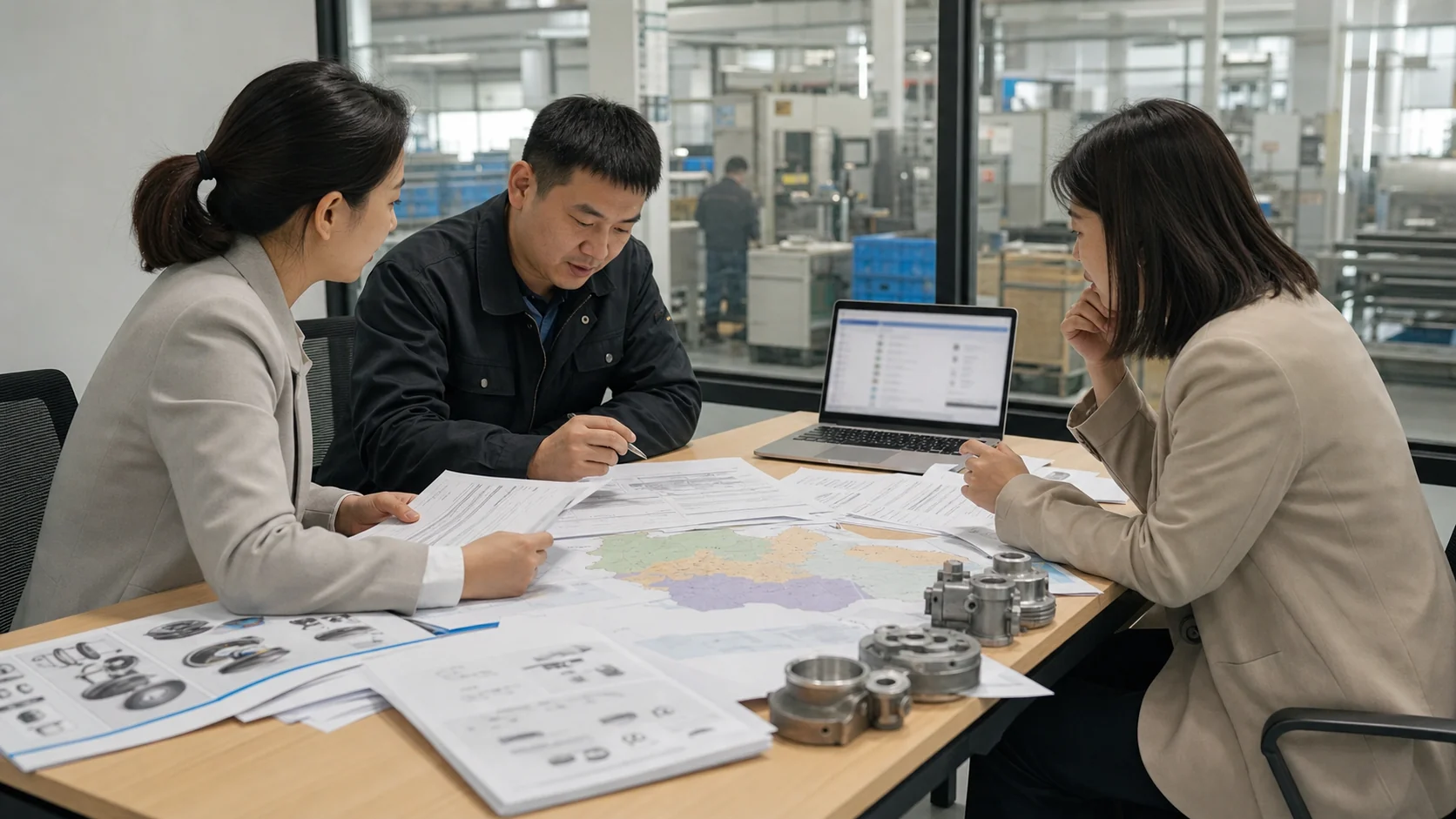 制造业销售技术与运营人员核对地区产品和询盘分配