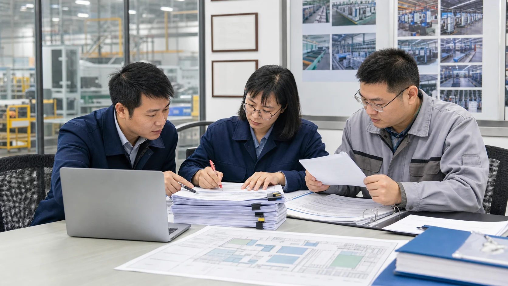 销售、质量与生产人员共同核对供应商调查表和工厂资料